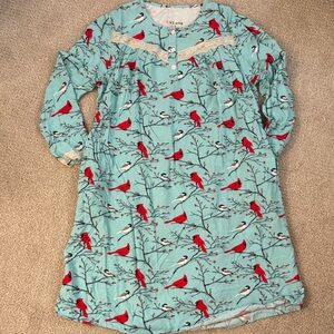 Silverts Adaptive Flannel Nightgown, Cardinal/ Chickadee Pattern SZ:L